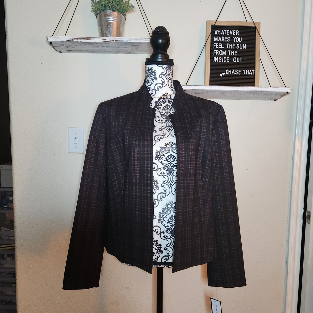 Nine West Dark Plaid Blazer